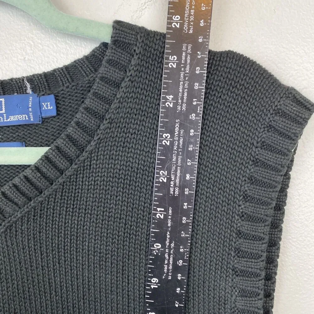 Polo Ralph Lauren sweater vest‎ men's XL black sleeveless knit cotton STAINED